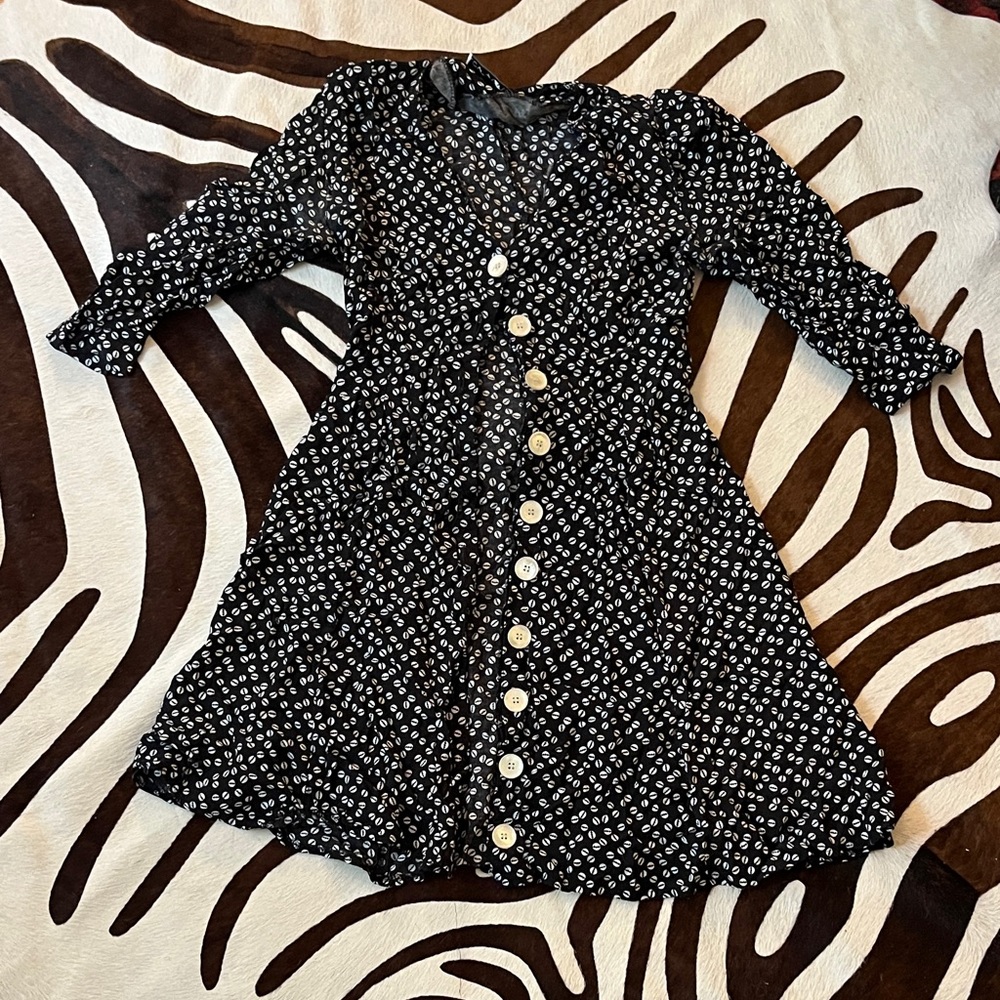 Jonathan Martin Black and White Long Sleeve Dress